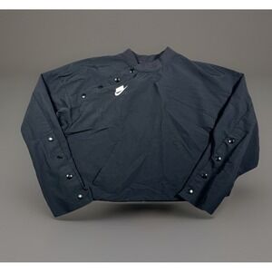 Nike Sportswear Women's Woven Pullover Bomber Size S Blackout Logo Loose Fit-EUC